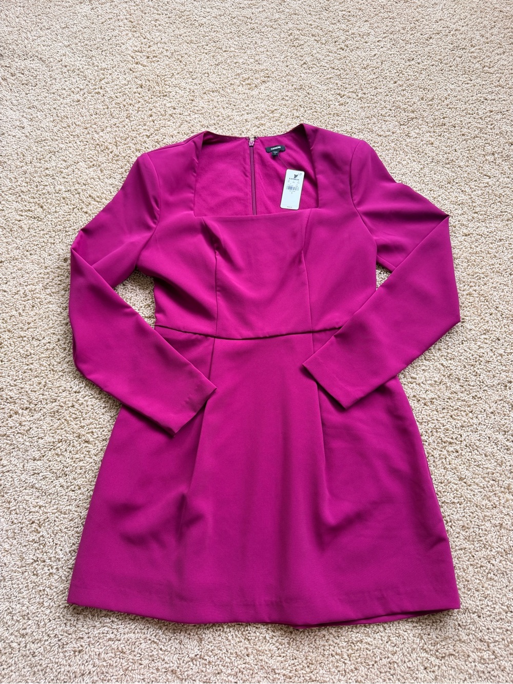 Express NWT Long-Sleeve Square Neck Pink Women’s Dress